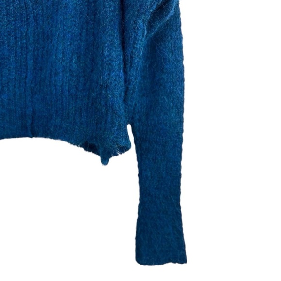 Free People Moonbeam V-Neck Oversized Alpaca Sweater Teal Blue Size XS - Picture 5 of 12